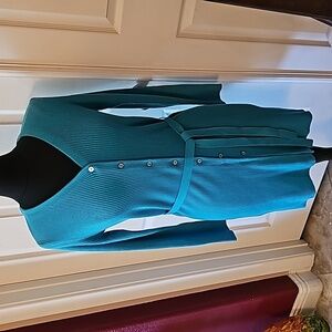 Hillary & Hanson teal sweater.